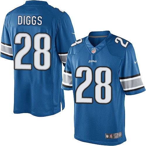 Men's Limited Quandre Diggs Nike Jersey Light Blue Home - #28 NFL Detroit Lions